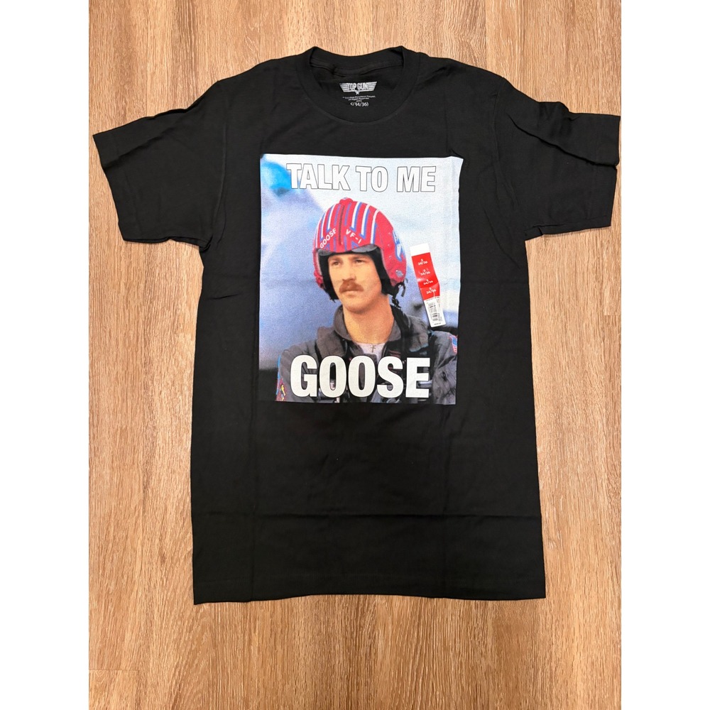 Top Gun Talk To Me Goose Graphic‎ T-Shirt Black Mens Small S 34/36 NWT Movie Tee